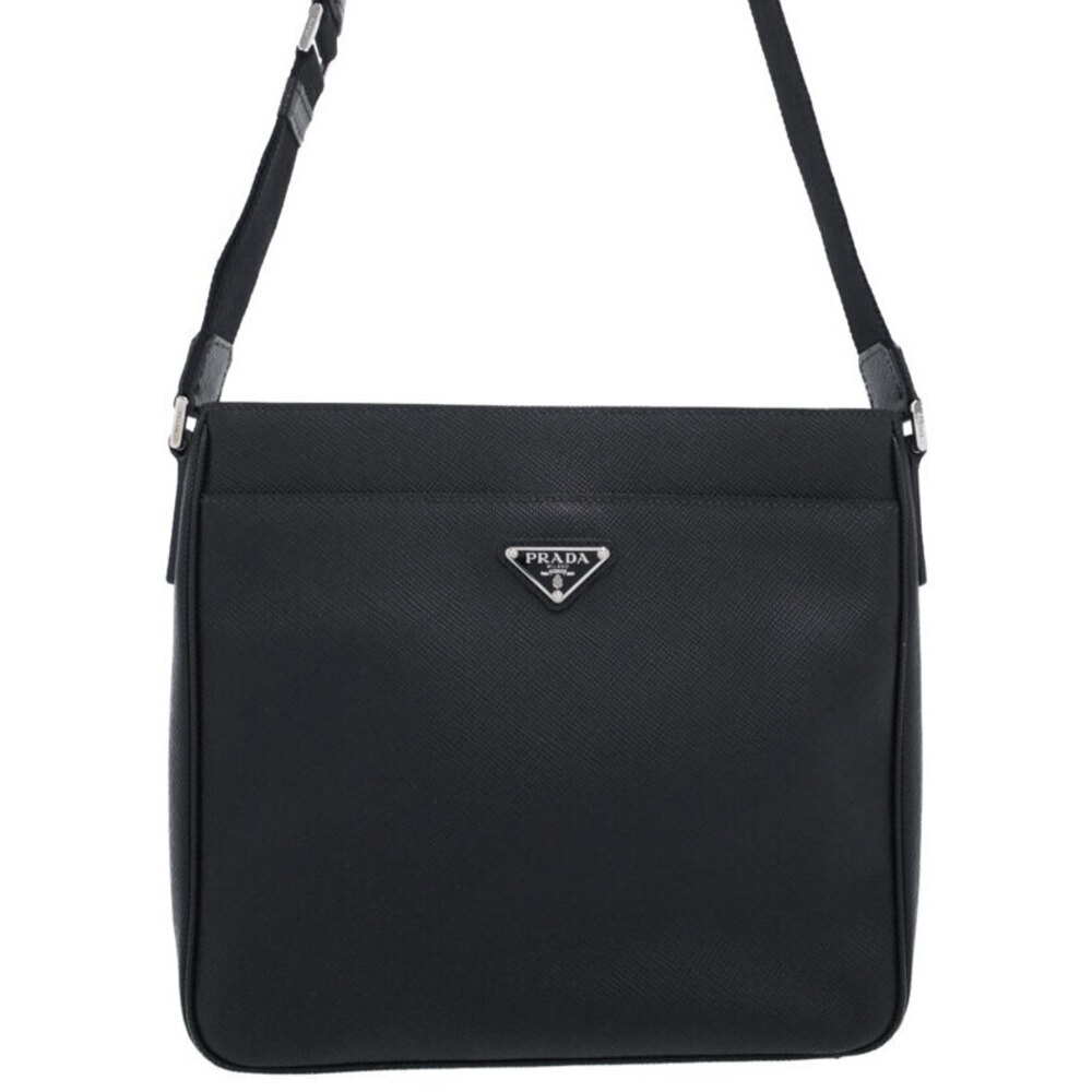 Prada Saffiano leather shoulder bag crossbody Black